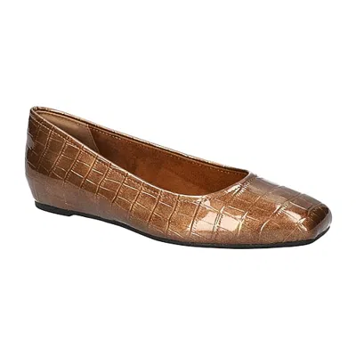 Easy Street Crescent Womens Round Closed Toe Ballet Flats In Brown