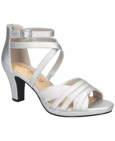 Easy Street Crissa Sandals Women's Silver Ankle Strap Peep Toe Zpo3855