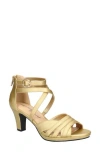 Easy Street Crissa Womens Satin Zipper Strappy Sandals In Gold Satin