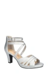 Easy Street Crissa Womens Satin Ankle Strap Heels In Silver Satin