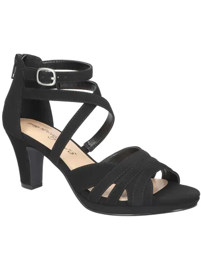 Easy Street Crissa Womens Faux Suede Open Toe Strappy Sandals In Black