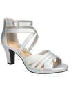 Easy Street Crissa Womens Satin Ankle Strap Heels In Silver