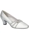 Easy Street Cristiny Womens Satin Glitter Pumps In Silver Satin
