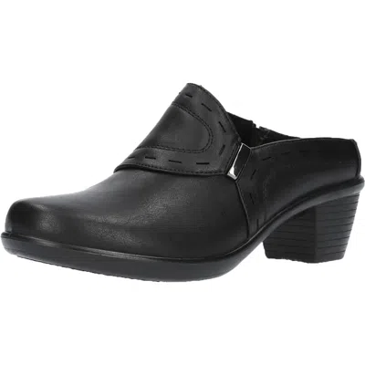 Easy Street Cynthia Womens Faux Leather Slip On Mules In Black