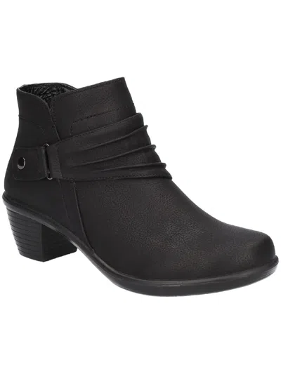 Easy Street Damita Womens Faux Leather Ruched Ankle Boots In Black Matte