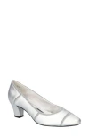Easy Street Datia Cap Toe Pump In Silver Satin