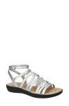 Easy Street Daylily Caged Sandal In Silver Snake