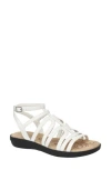 Easy Street Daylily Caged Sandal In White Matte Snake
