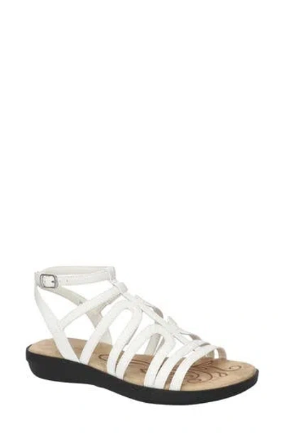 Easy Street Daylily Caged Sandal In White Matte Snake