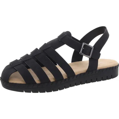 Easy Street Denalize Womens Faux Leather Comfort Slingback Sandals In Black
