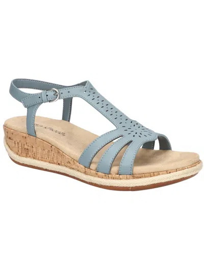 Easy Street Dorinda Womens Synthetic Wedge Ankle Strap In Blue