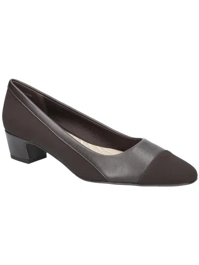 Easy Street Dottie Womens Faux Leather Almond Toe Block Heels In Brown Lamy