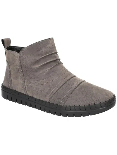 Easy Street Dublin Womens Faux Suede Gathered Booties In Grey