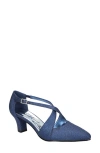 Easy Street Elegance Pointed Toe Pump In Navy Glitter