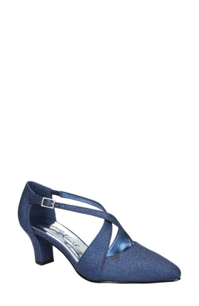 Easy Street Elegance Pointed Toe Pump In Navy Glitter