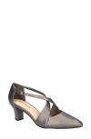 Easy Street Elegance Womens Block Heel Metallic Pumps In Pewter