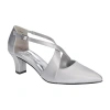 Easy Street Elegance Womens Round Closed Toe Block Heel Pumps In Silver