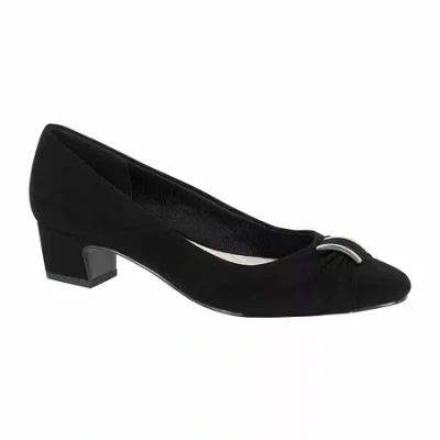 Easy Street Eloise Womens Round Block Heel Pumps In Black