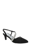 Easy Street Emerald Womens Faux Leather Pointed Toe Slingback Heels In Black Lamy