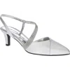 Easy Street Emerald Womens Round Closed Toe Stiletto Heel Pumps In Silver Satin