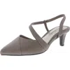 Easy Street Emerald Womens Padded Insole Faux Leather Slingback Heels In Grey