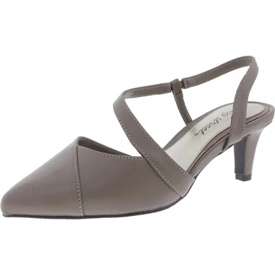 Easy Street Emerald Womens Padded Insole Faux Leather Slingback Heels In Grey