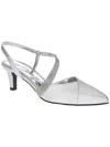 Easy Street Emerald Womens Satin Rhinestone Pumps In Silver Satin