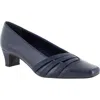 Easy Street Entice Womens Faux Leather Square Toe Kitten Heels In Navy/lizard