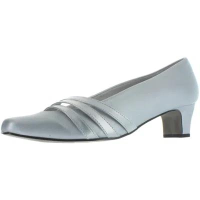 Easy Street Entice Womens Faux Leather Square Toe Dress Pumps In Silver