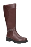Easy Street Womens Erica Plus Extra Wide Calf Stacked Heel Riding Boots In Burgundy