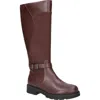 Easy Street Womens Erica Plus Extra Wide Calf Stacked Heel Riding Boots In Burgundy