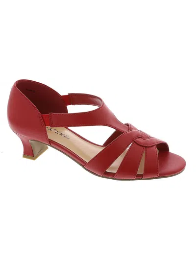 Easy Street Essie Womens Cushioned Footbed Faux Leather Heels In Red