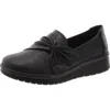 Easy Street Faith Womens Leather Slip On Casual And Fashion Sneakers In Black