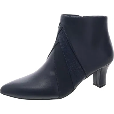 Easy Street Falcon Womens Cushioned Footbed Faux Leather Ankle Boots In Blue