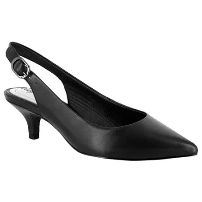 Easy Street Faye Womens Pointed Kitten Heel Pumps In Black