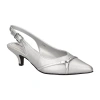 Easy Street Feena Womens Pointed Closed Toe Kitten Heel Pumps In Silver