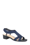 Easy Street Festival Block Heel Slingback Sandal In Navy Woven