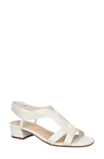Easy Street Festival Block Heel Slingback Sandal In White Woven