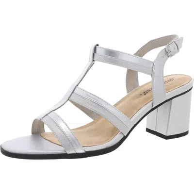 Easy Street Fiesta Womens Buckle Faux Leather Slingback Sandals In Silver