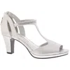 Easy Street Flash Womens Embellished Man Made T-strap Heels In White