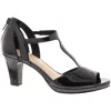 Easy Street Flash Womens Patent Peep Toe Heel Sandals In Black