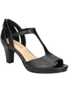 Easy Street Flash Womens Zipper Man Made T-strap Heels In Black