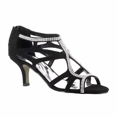 Easy Street Flattery Womens Round Open Toe Stiletto Heel Pumps In Black