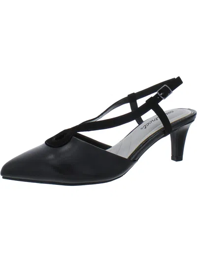 Easy Street Flnesse Womens Pointed Toe Ankle Strap Slingback Heels In Black