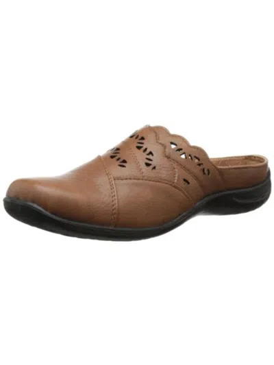 Easy Street Forever Womens Faux Leather Cut-out Mules In Brown