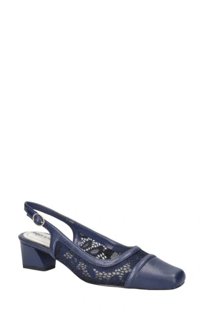 Easy Street Fortune Square Toe Slingback Pump In Navy