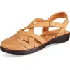 Easy Street Garrett Womens Faux Leather Strappy Flat Sandals In Brown