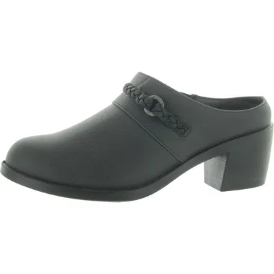 EASY STREET GILLY WOMENS FAUX LEATHER BLOCK HEEL MULES