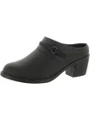 Easy Street Gilly Womens Faux Leather Block Heel Mules In Black