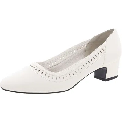 Easy Street Glana Womens Cushioned Footbed Faux Leather Pumps In White